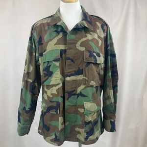 Vintage 90s Army Coat Mens (L) Camouflage Woodland‎ BDU Military Tactical USA